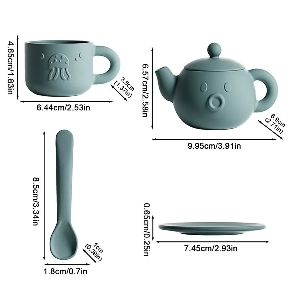 Kids Silicone Tea Party Set | Montessori Pretend Play Toy