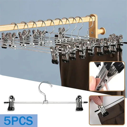 5-Pack Anti-Slip Stainless Steel Clothes Hangers for Pants & Skirts Clothes Hangers Peaceful Pleasures Health and Wellness