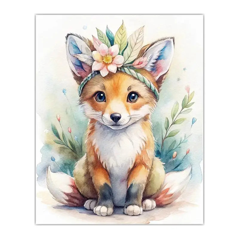 Woodland Animal Floral Wreath Canvas Print | Nursery Wall Art Canvas Wall Art Print Peaceful Pleasures Health and Wellness 05 50x70cm NoFrame China Mainland