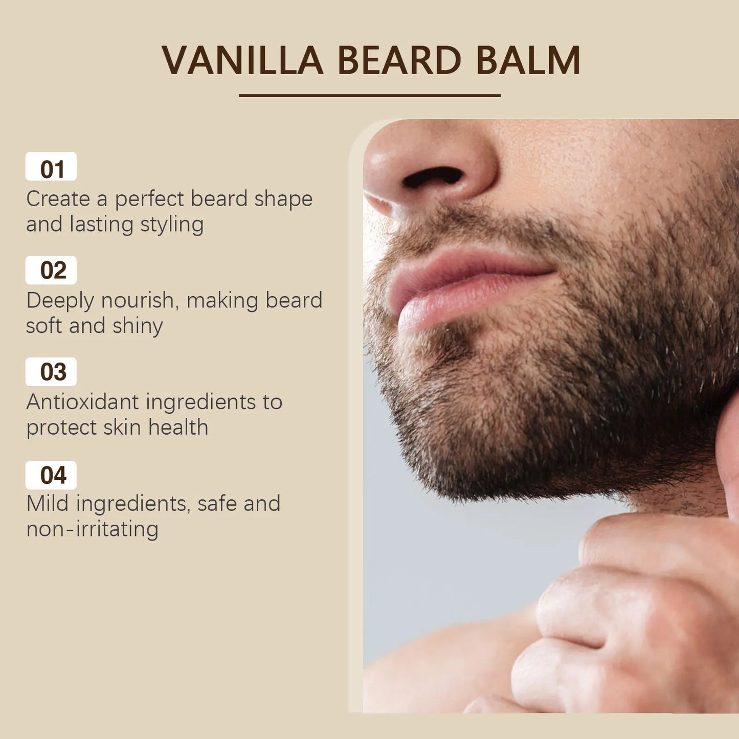 East Moon Vanilla Beard Balm – Moisturizing & Softening, 30g