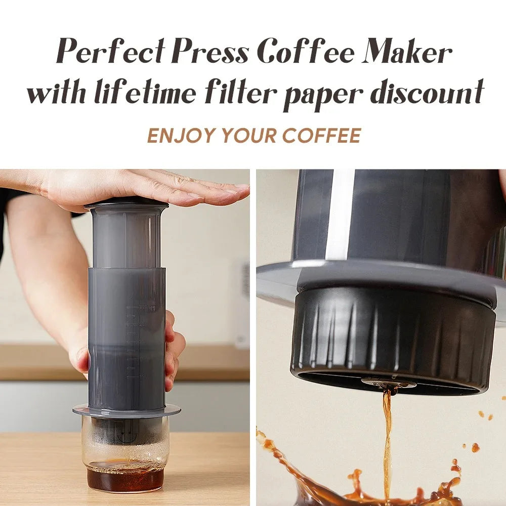 Espresso Portable Coffee Maker French Press Coffee Pot Kitchen Supplies for Aeropress Cafe Press Machine with Filter Paper Kit Peaceful Pleasures Health and Wellness