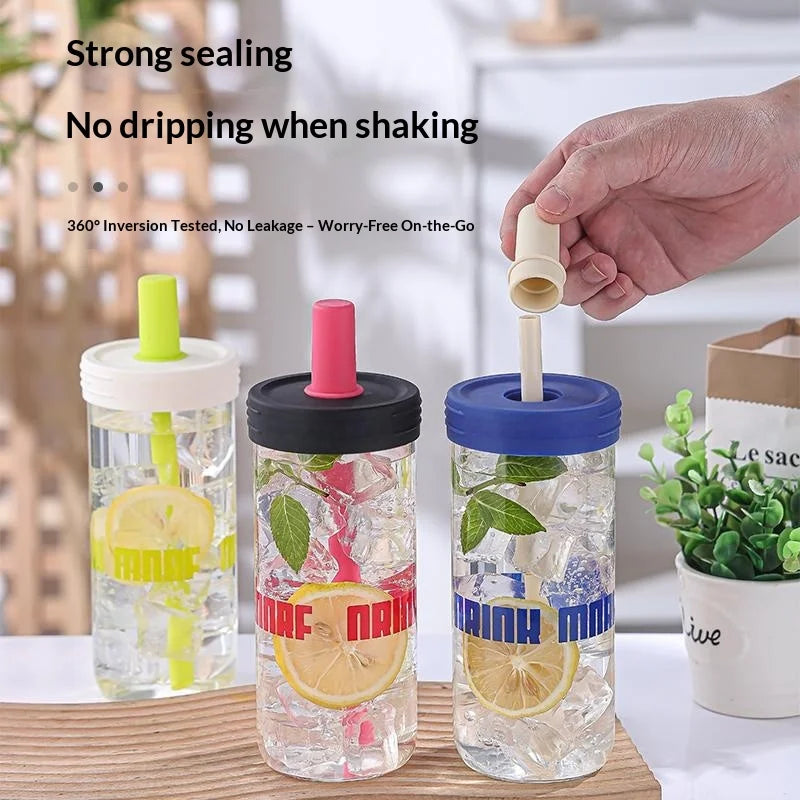 2026 New 650ML Water Bottles Straw Cup Juice Milk Plastic Cup with Lid Straw Bubble Tea Coffee Cups Large Capacity Drinkware Peaceful Pleasures Health and Wellness