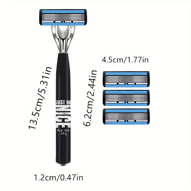 6-Layer Stainless Steel Men's Razor – Detachable & Reusable
