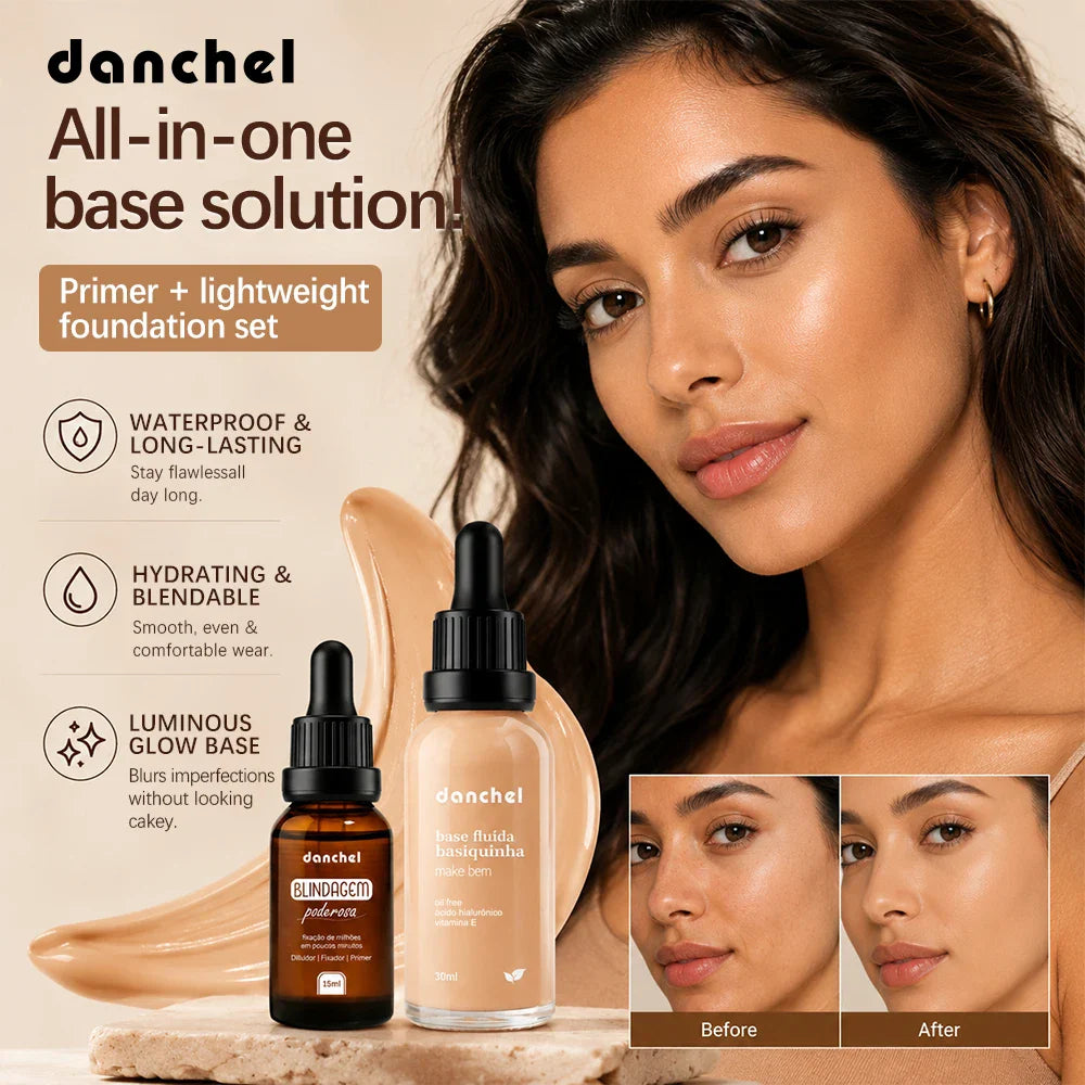 Primer & Liquid Foundation Makeup Set – Waterproof, Long-Lasting