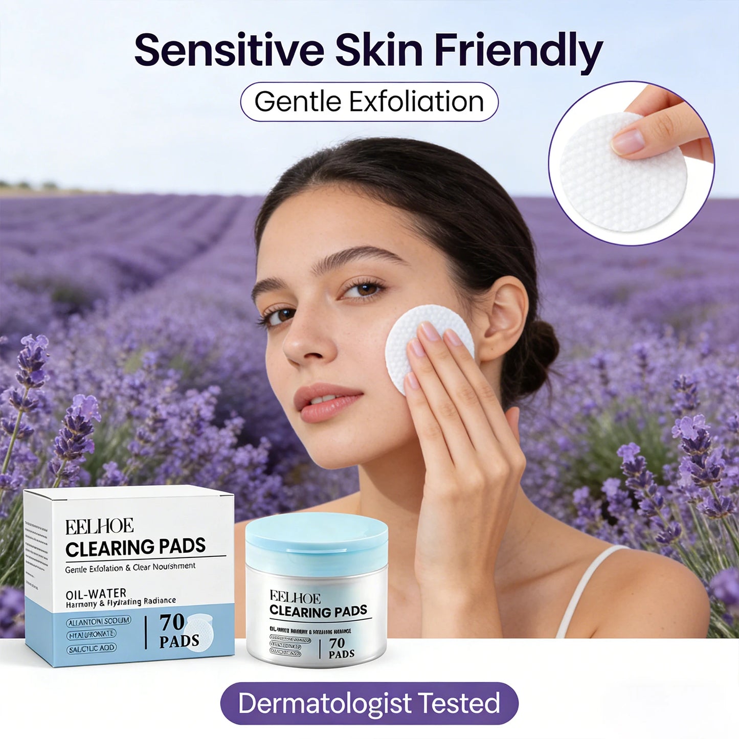 Salicylic Acid Toning Cotton Pad Daily Nourishing Reducing Dullness Brighten Skin Tone Long-Lasting Hydration Facial Peeling Pad Peaceful Pleasures Health and Wellness