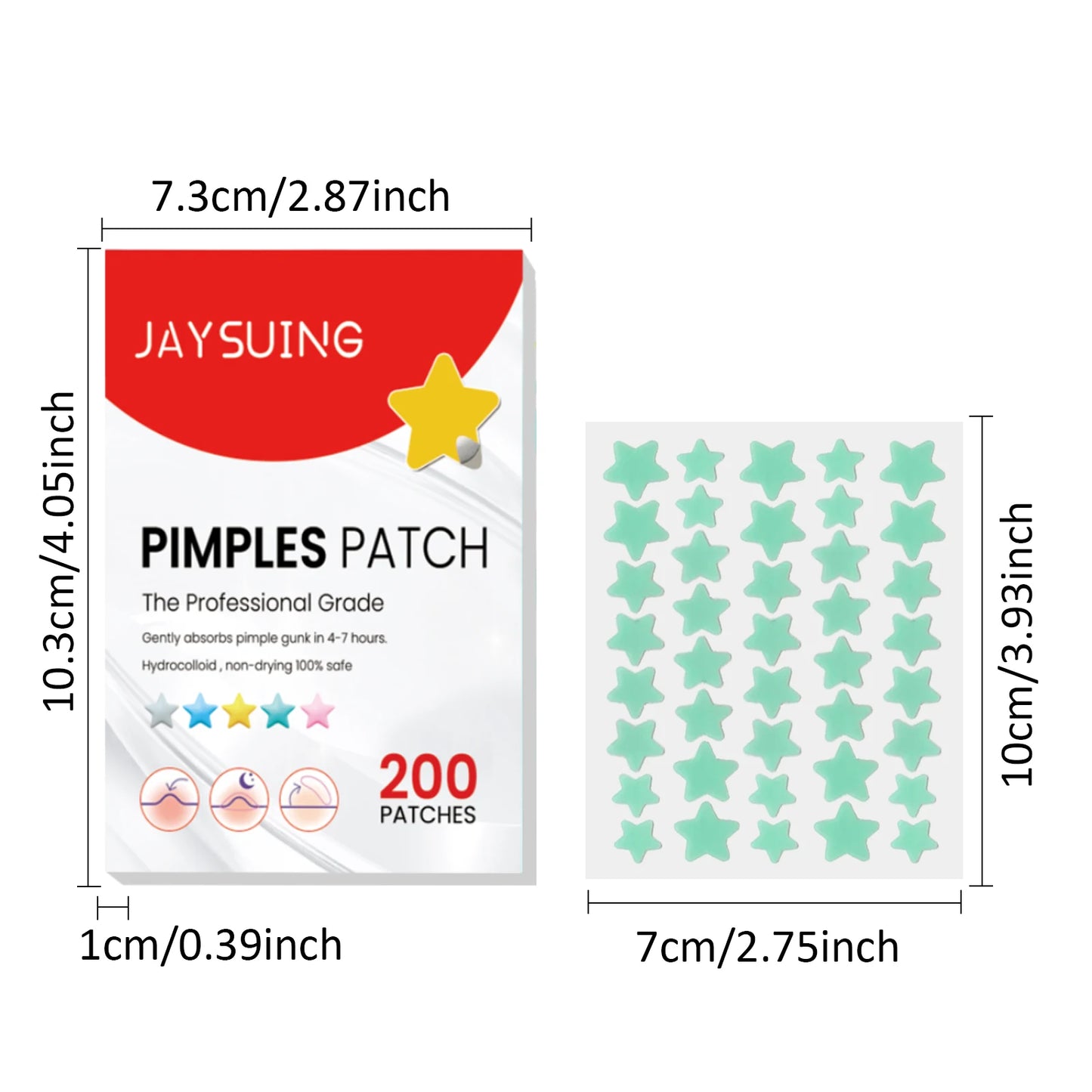 200-Pc Star Hydrocolloid Acne Pimple Patches – Fade Blemishes