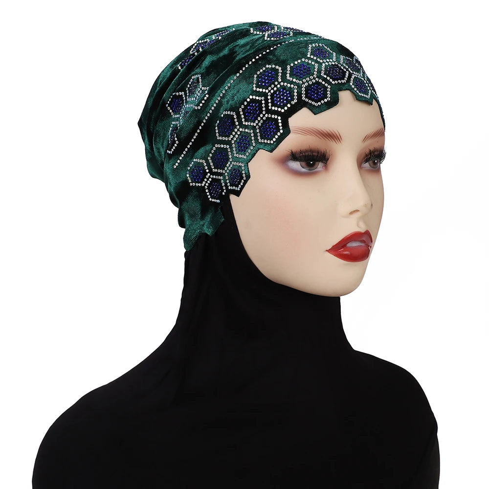 Rhinestone Headband Hijab Instant Turban Scarf | 12 Colors