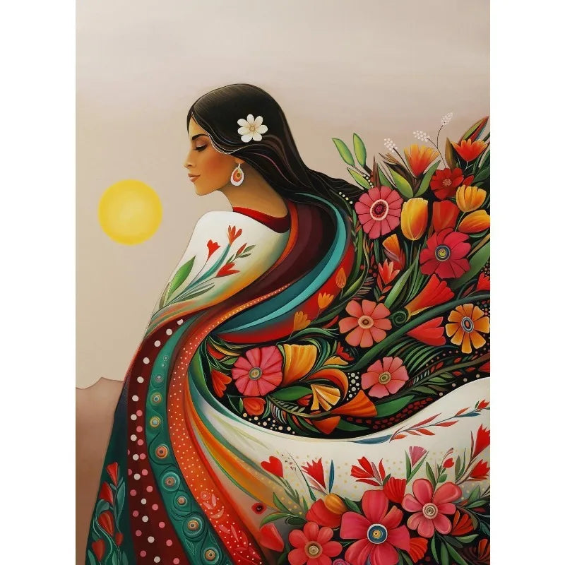 Boho Latina Hummingbird Mexico Folk Art Canvas Wall Print Canvas Wall Print Peaceful Pleasures Health and Wellness 9 50x70cm Unframed