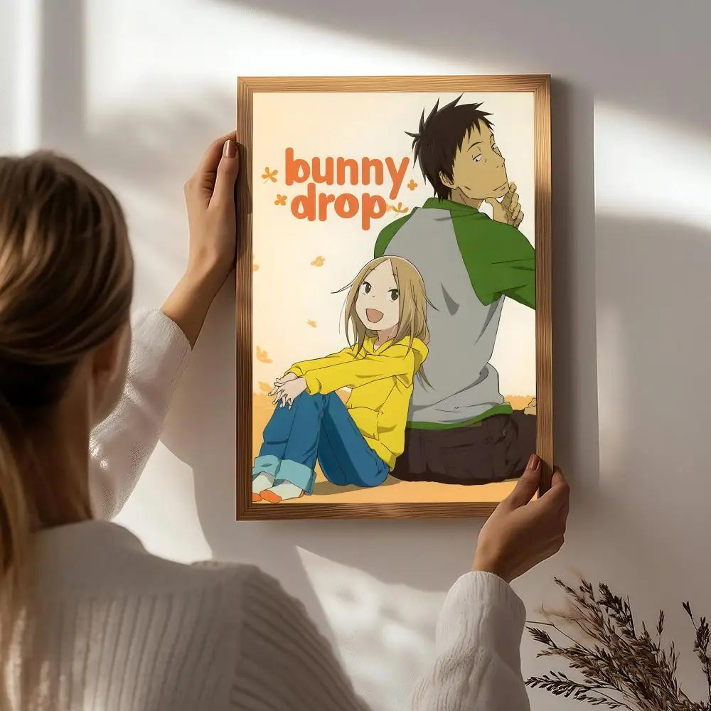 Anime U-Usagi Drop Poster HD Self Adhesive Waterproof Wall Art Ideal for Home Office Dorm Bedroom Great Gift Peaceful Pleasures Health and Wellness White2 50X70cmNoframe