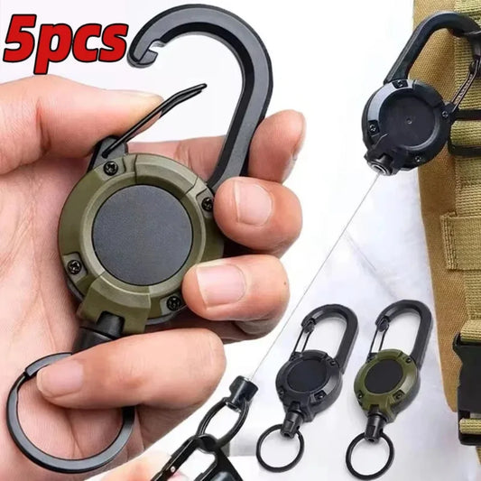Heavy Duty Retractable Carabiner Durable Steel Wire Rope Spring Key Ring Anti-lost Buckle for Climbing Travel Camping Gear Peaceful Pleasures Health and Wellness