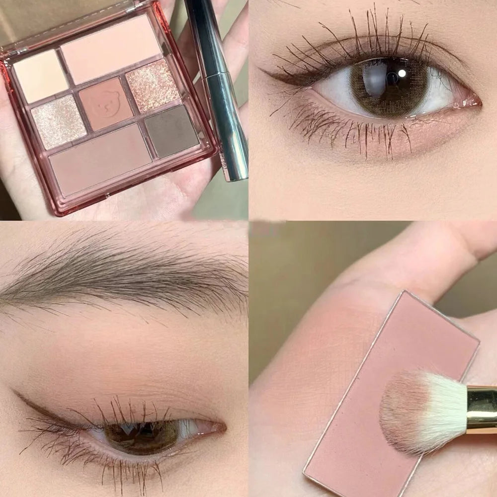 7-Color Korean Eyeshadow Palette | Matte Shimmer Glitter