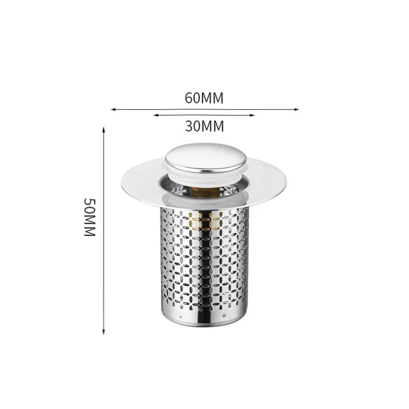 Stainless Steel Pop-Up Drain Stopper & Hair Catcher Strainer