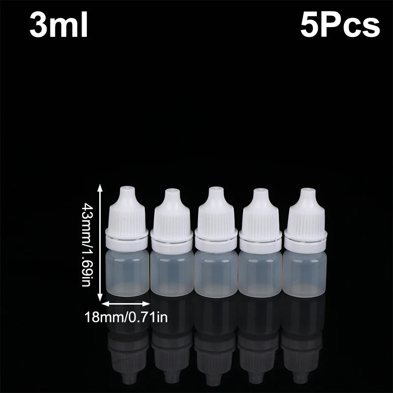 5Pcs 3/5/10/15/20/30/50/100ml Empty Plastic Dropper Bottle Paint Beauty Oil Ink Squeezable Refillable Bottle Cosmetics Storage Peaceful Pleasures Health and Wellness 3ml