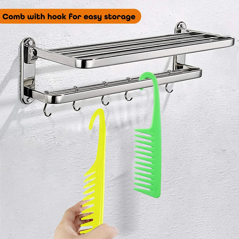 Large Wide Tooth Combs Of Hook Handle Detangling Reduce Hair Loss Comb Pro Hairdress Salon Dyeing Styling Brush Tools Household Peaceful Pleasures Health and Wellness