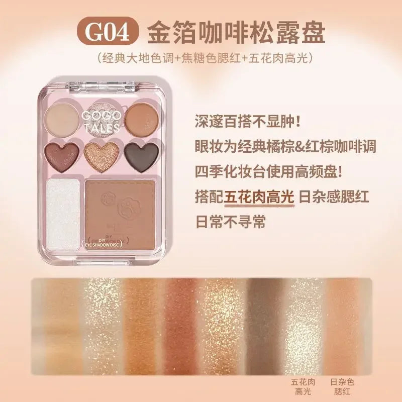 Gogotales Heart Eyeshadow Palette – Purple Peach Shimmer Blush