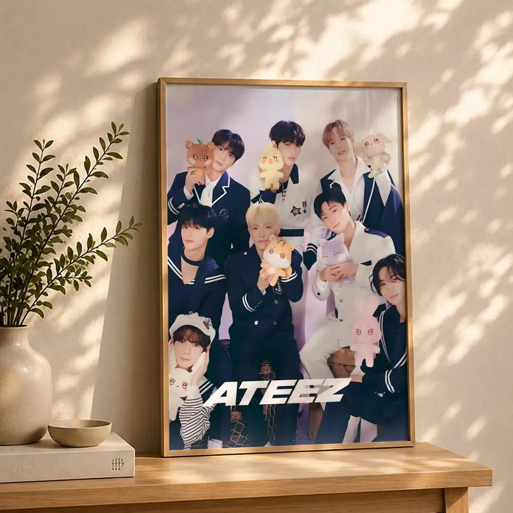 ATEEZ Kpop HD Self-Adhesive Waterproof Wall Art Poster Kpop Wall Poster Peaceful Pleasures Health and Wellness White6 21X30cmNoframe