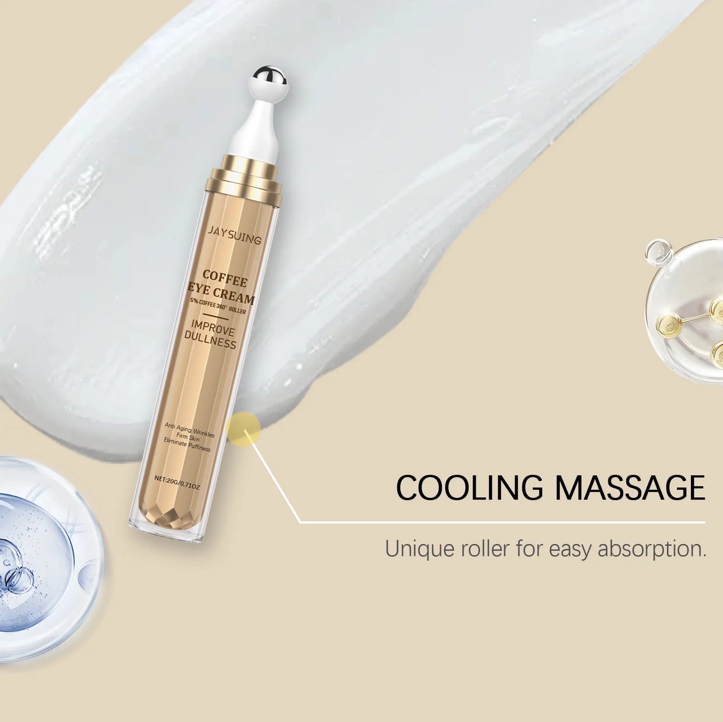 Caffeine Eye Cream Roller with Collagen – Firm & Brighten Eyes