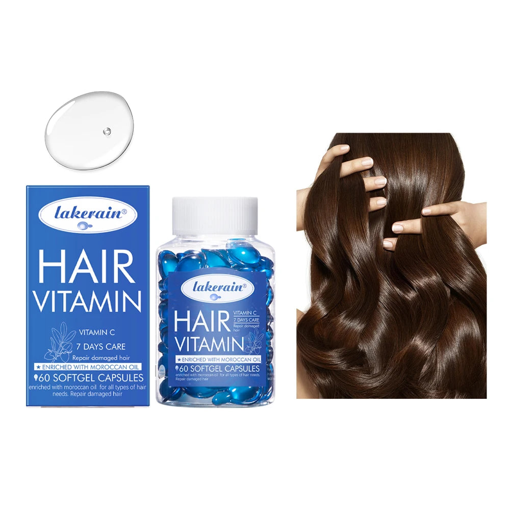 Hair Treatment Serum&Hair care capsules Comfort Hair Care Vitamin Oil Multi-functional Strengthening Smoothing Hair Care Liquid Peaceful Pleasures Health and Wellness 3bule