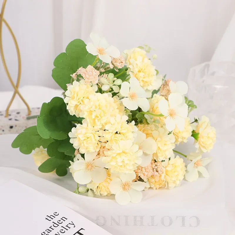 Silk Dandelion Artificial Flowers White Blue | Wedding Home Decor