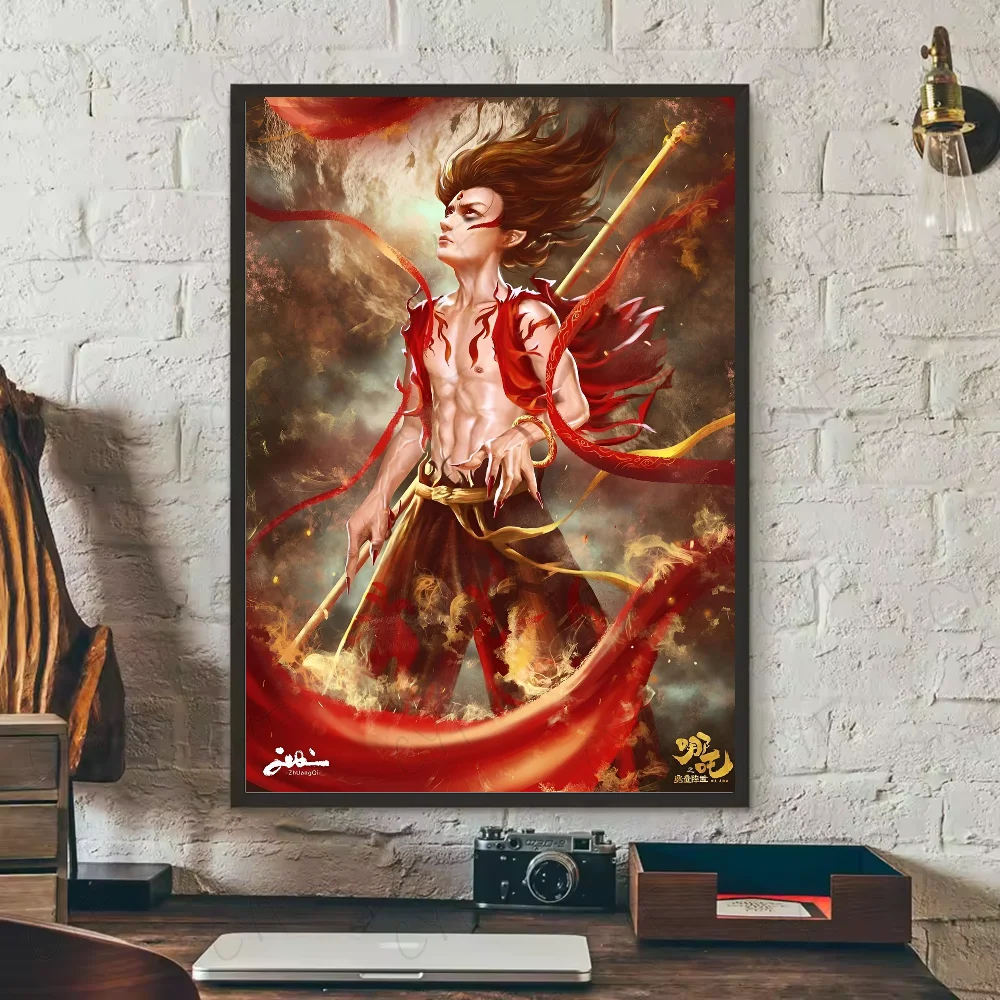 Chinese myth animation Nezha Poster HD art sticky wall waterproof home living room bedroom bar aesthetic decoration Peaceful Pleasures Health and Wellness