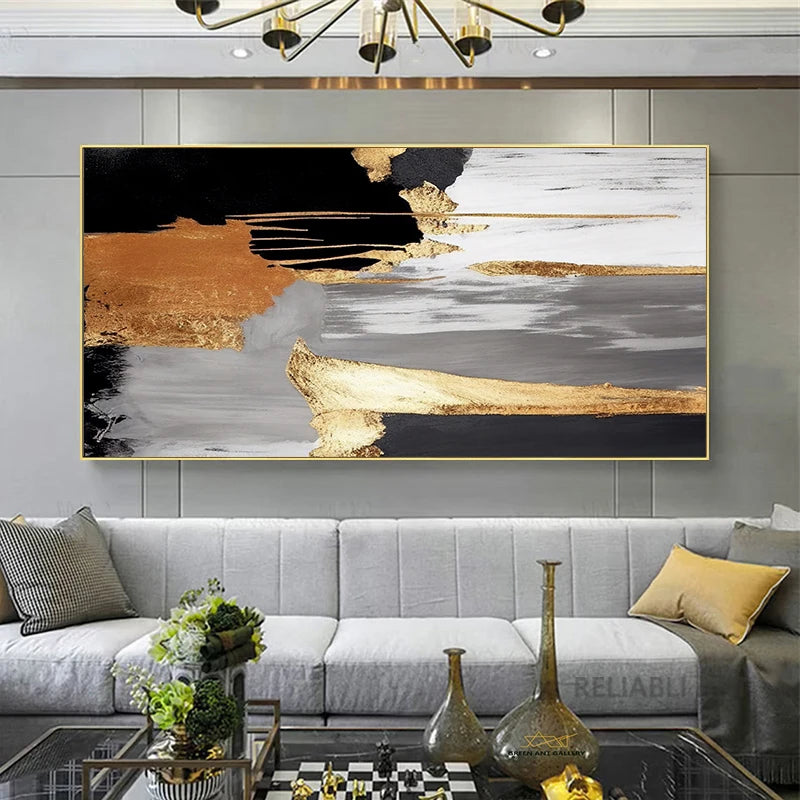 Wall Painting Abstract Golden Art Wall Pictures For Living Room Canvas Painting Home Decor Posters And Prints Vintage Cuadros Peaceful Pleasures Health and Wellness zl1 50x100cm