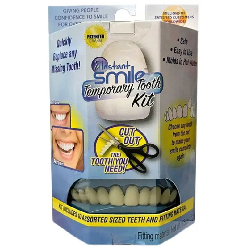 New Dental Fake Teeth Denture Veneers Temporary Upper Lower Snap Brace Flexible Comfort Fit False Tooth Repair Filling Materials Peaceful Pleasures Health and Wellness Blue