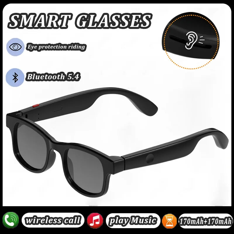 AI Smart Bluetooth Glasses Remote Control Touch Photo Camera Recording Translator Voice Assistant Adults Wireless Glasses 2026 Peaceful Pleasures Health and Wellness Bk-Bk