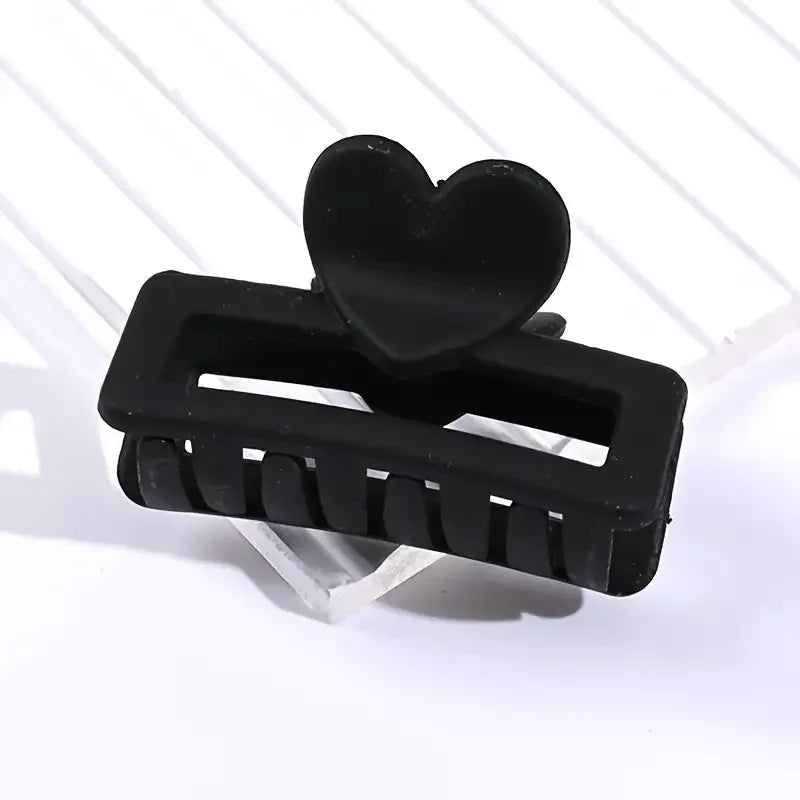 5-Pack Heart-Shaped Rectangular Hair Clips – Matte Retro Style Peaceful Pleasures Health and Wellness