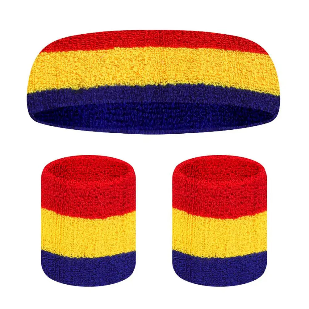 Cotton Sports Headband & Wristband Set | Moisture Wicking