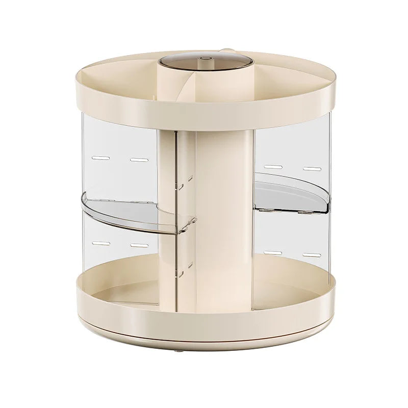 Elegant Premium 360 Rotating Clear Multifunctional Cosmetic Organizer with Brush Holder and Lipstick Tray for Vanity Desk Peaceful Pleasures Health and Wellness