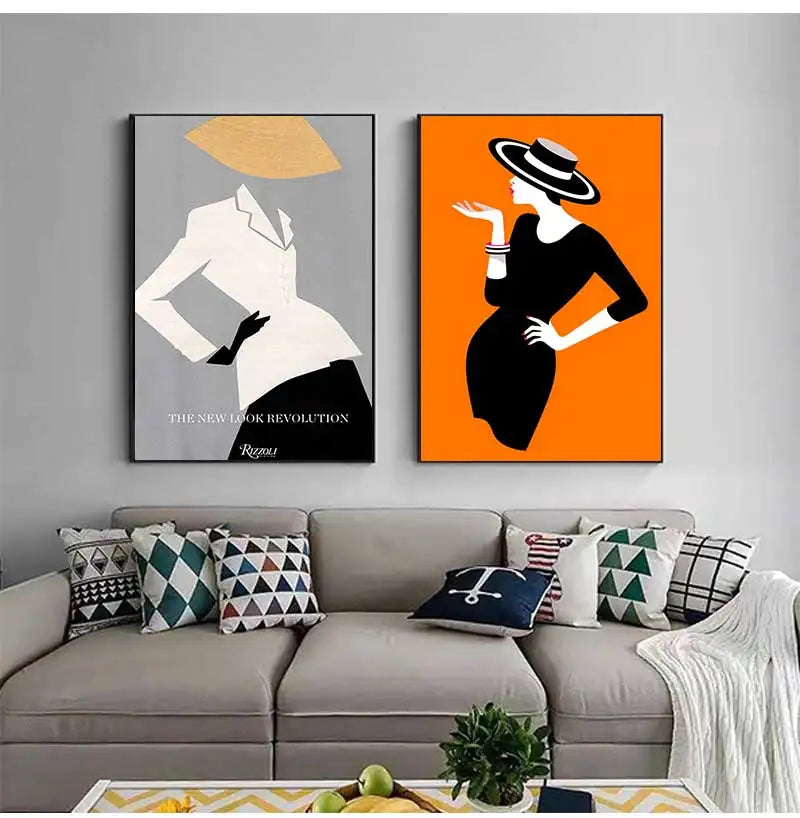 Modern Fashion Figure Canvas Wall Art | Makeup POP Poster