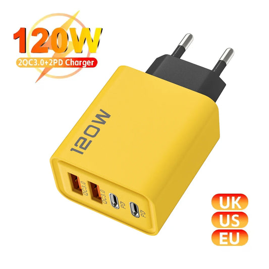 120W 4-Port USB-C Fast Wall Charger PD & Quick Charge 3.0 USB Wall Charger Peaceful Pleasures Health and Wellness