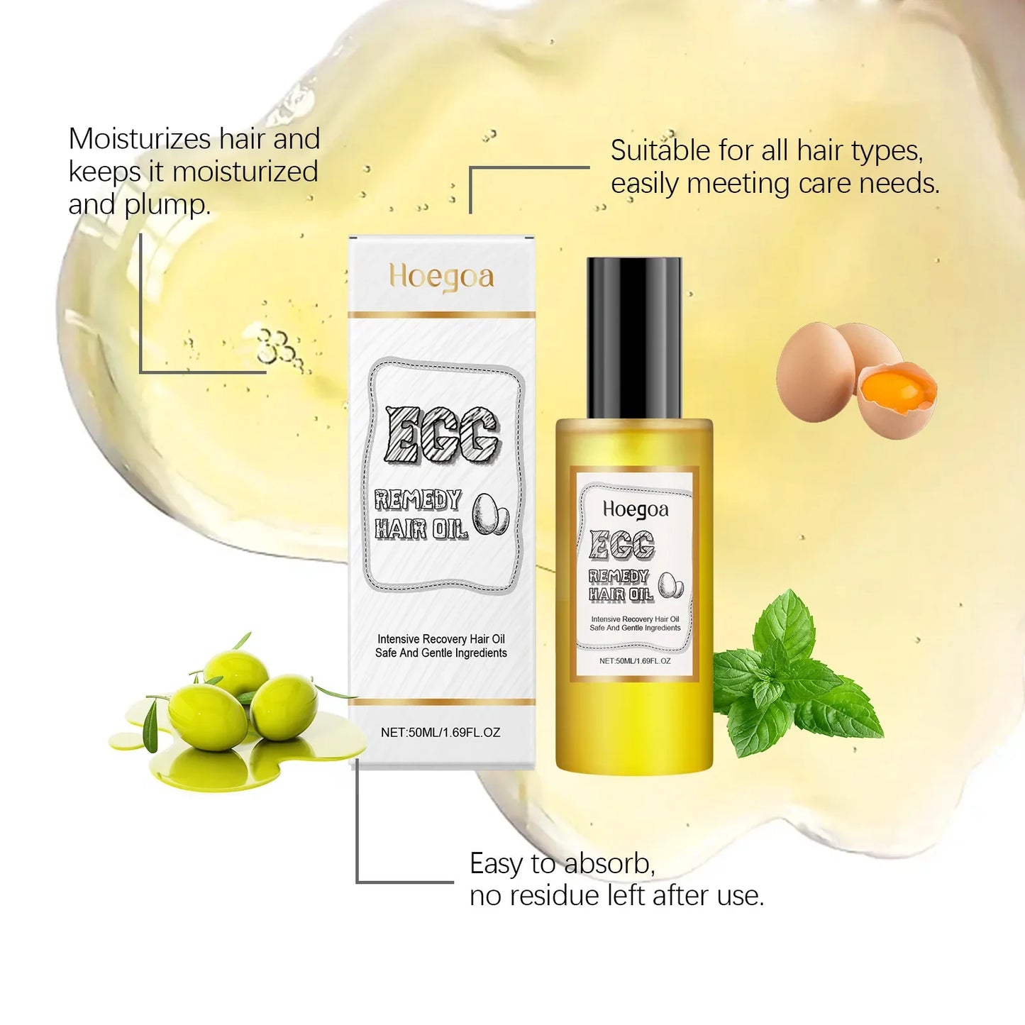 HOEGOA Egg Remedy Hair Oil – Smooth, Nourish & Repair 50ml