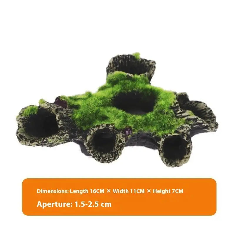 Resin Aquarium Hiding Cave | Moss Tree Root Fish Tank Decor Aquarium Decoration Peaceful Pleasures Health and Wellness A1