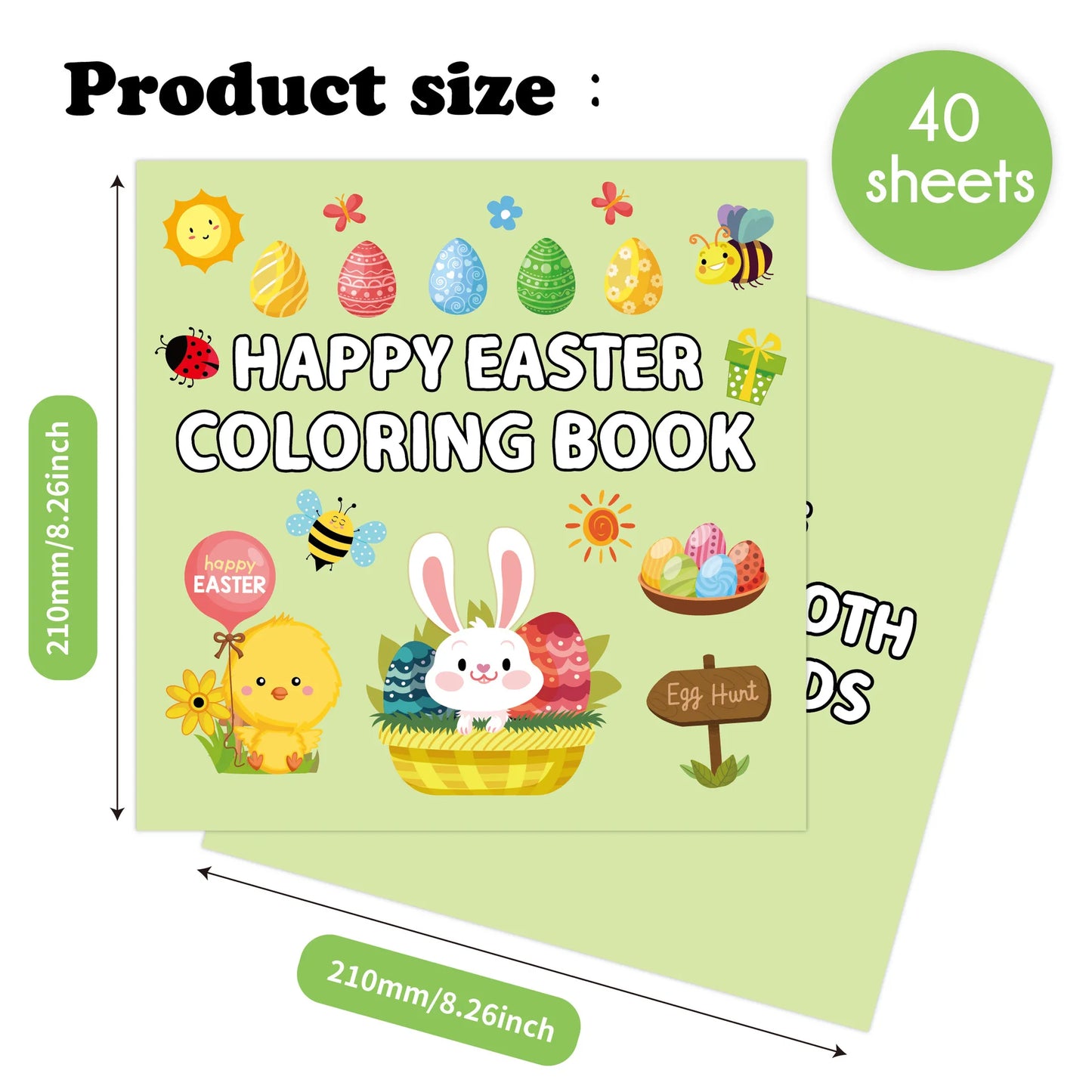 Bview Art Happy EASTER Coloring Book 40 Cartoon Doodles Kids 4 Years