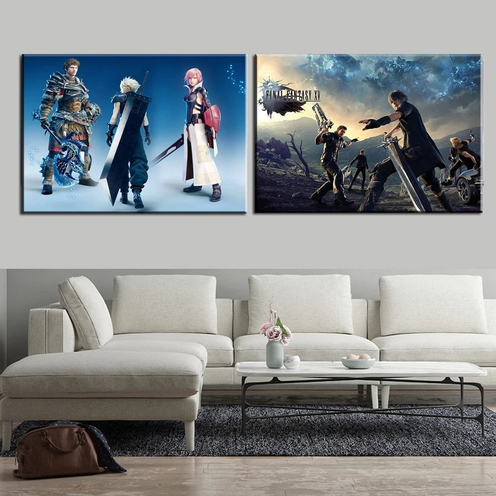 Wall Art Canvas Final Fantasy X Tidus and Yuna Poster Painting For Living Room Picture Printed Child Bedroom Home Decor Frame Peaceful Pleasures Health and Wellness