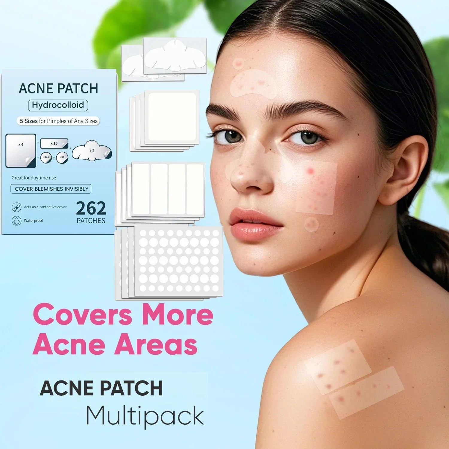 Large Pimple Patches For Face, Big Hydrocolloid Bandages For Body, Chin, Forehead, Chest, Back Zit 262/200PCs Hydrocolloid Patch Peaceful Pleasures Health and Wellness