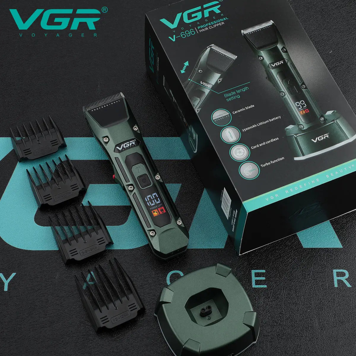 VGR V-696 New metal Popular Salon Barber Hair Cut Machine Professional Cordless Hair Trimmer Electric Hair Clippers for Men Peaceful Pleasures Health and Wellness