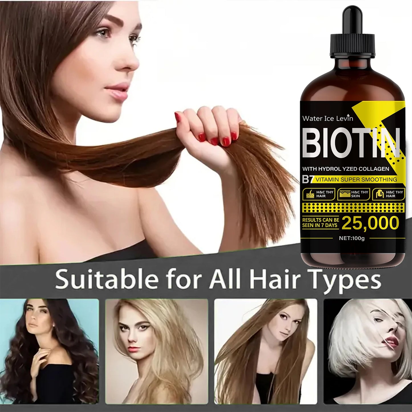 Biotin Hair Oil with Collagen & Vitamin E – Adds Shine, Unisex
