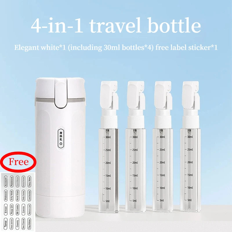 4 In 1 Travel Dispenser Portable Travel Bottles Leak Proof Leakproof Travel Container For Perfume Shampoo Conditioner Lotion Peaceful Pleasures Health and Wellness WHITE