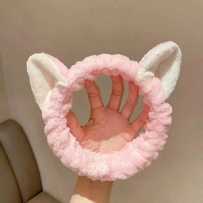 Cute Cat Ear Coral Plush Headband – Soft Makeup & Wash Face Makeup Hair Headband Peaceful Pleasures Health and Wellness