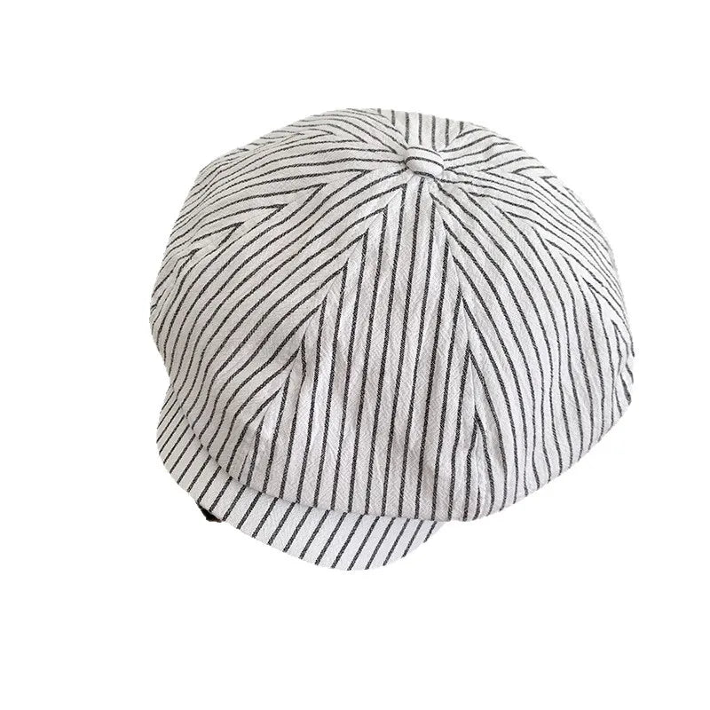 Women's Summer Striped Cotton-Linen Beret – Breathable Hat
