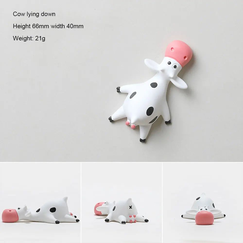Cow Refrigerator Stickers Lying On Their Stomachs Cartoon Cute 3D Three-Dimensional Resin Magnets Creative Art Design Kitchen Peaceful Pleasures Health and Wellness style 3 China Mainland
