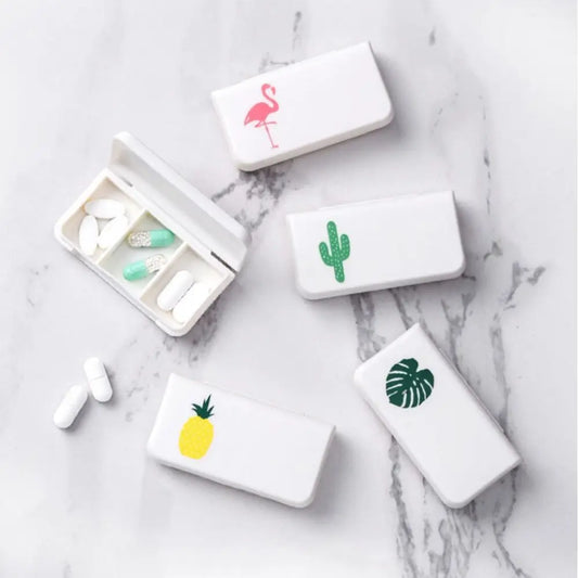 3-Grid Mini Pill Box Organizer | Cute Cactus Portable Case Pill Box Organizer Peaceful Pleasures Health and Wellness