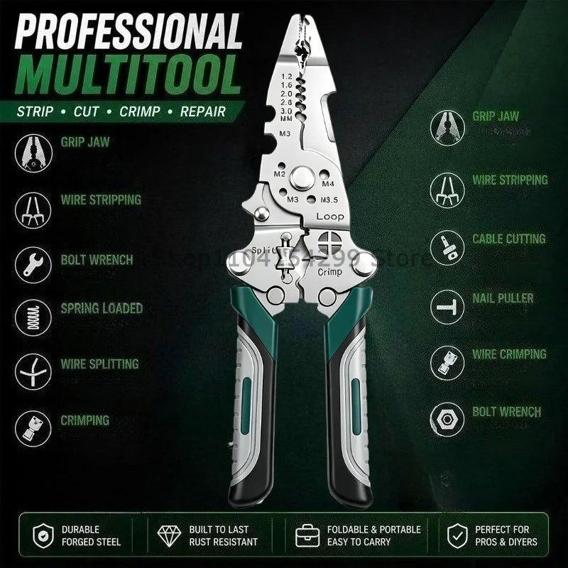 Foldable Multifunctional Wire Stripper & Crimping Pliers
