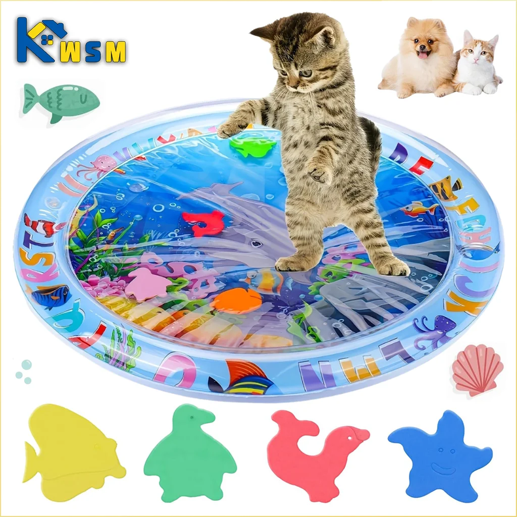 Pet Water Sensory Play Mat | Scratch-Resistant Cooling Pad for Cats & Dogs