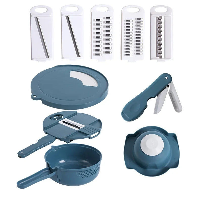 Multifunctional 9-in-1 Vegetable Chopper, Carrot and Potato Manual Shredding and Slicing Machine, Radish Chopper, Kitchen Tool Peaceful Pleasures Health and Wellness