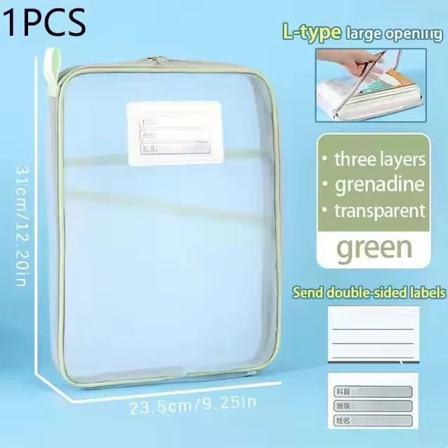 A4 Zipper File Folder – 3-Layer Nylon Mesh Document Organizer