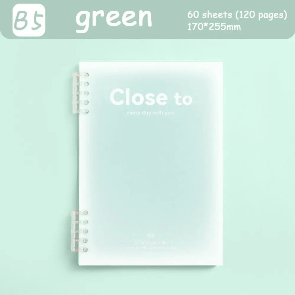 Simple Stationery A5/B5 Binder Notebook Horizontal Line Gradient Color Kawaii Loose-Leaf Notebook 60 Sheets PVC Cover Peaceful Pleasures Health and Wellness green-B5