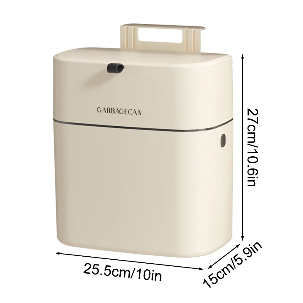 Wall Mounted Trash Bin for Kitchen, No Drill Adhesive, 8L Large Capacity, Narrow Space Design with Lid, Modern Home Peaceful Pleasures Health and Wellness